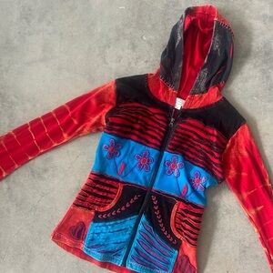 NWT The Collection Royal Colorful Hooded Jacket with Floral Design size Small Re